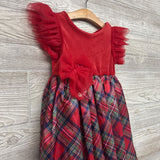 Tulle Flutter Sleeve Velour Dress Plaid Skirt 5t