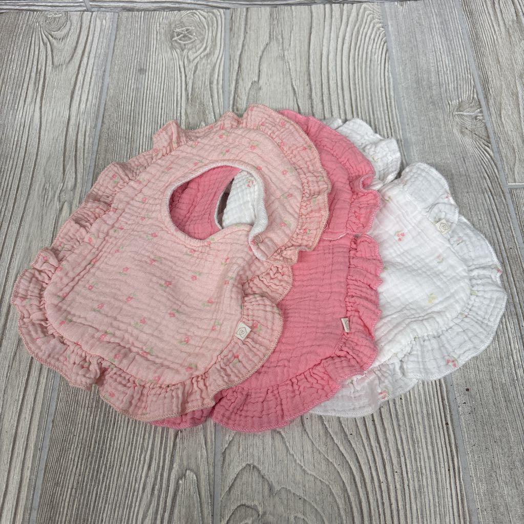 3 Pk Bibs Flowers & Solid