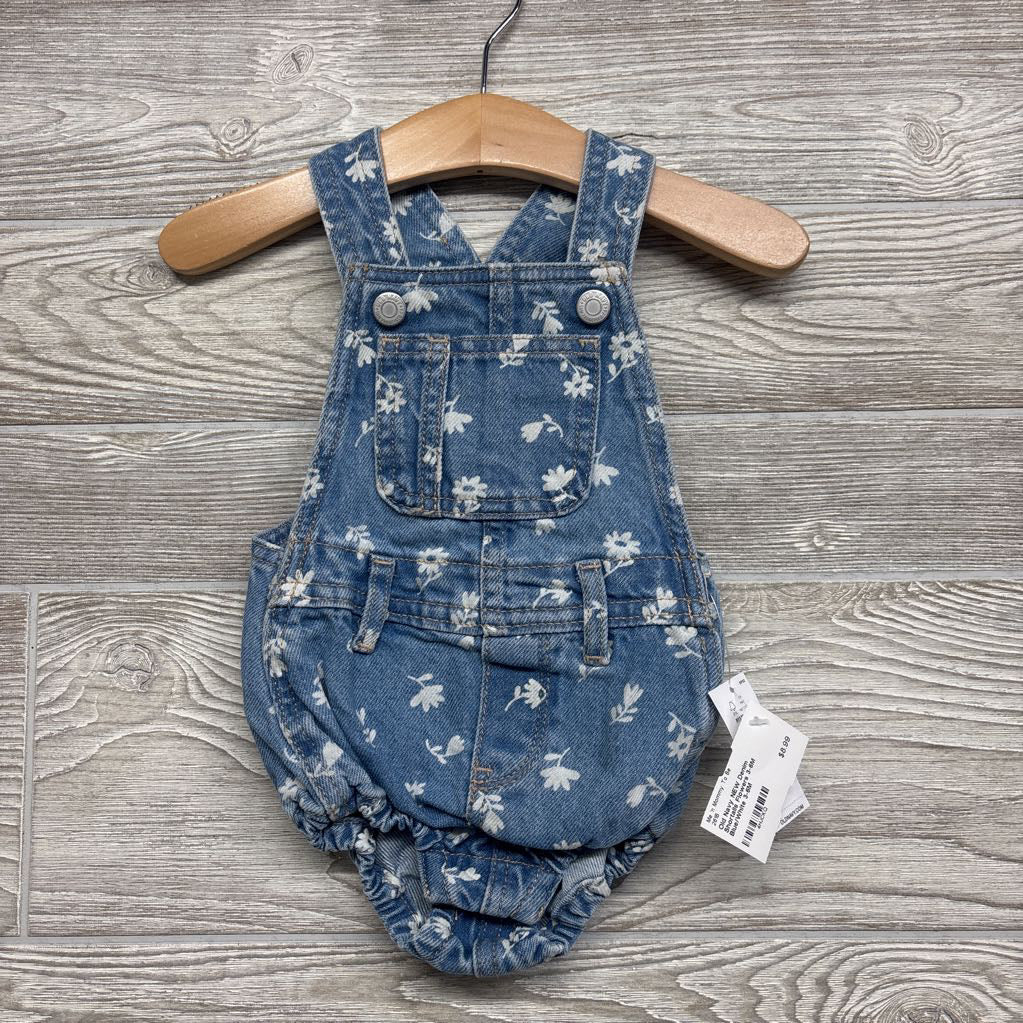 NEW Denim Shortalls Flowers 3-6M