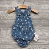 NEW Denim Shortalls Flowers 3-6M