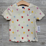 NEW Ribbed Lettuce Trim Shirt Hearts 3t