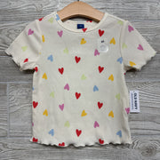 NEW Ribbed Lettuce Trim Shirt Hearts 3t