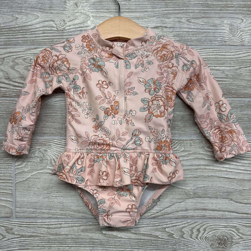 LS Swimsuit Ruffle Flowers 6-9M