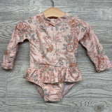 LS Swimsuit Ruffle Flowers 6-9M