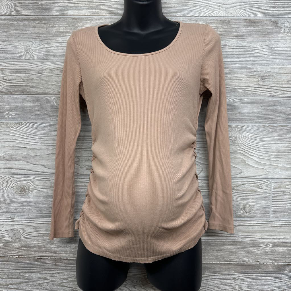 Ruched Ribbed LS Shirt Med