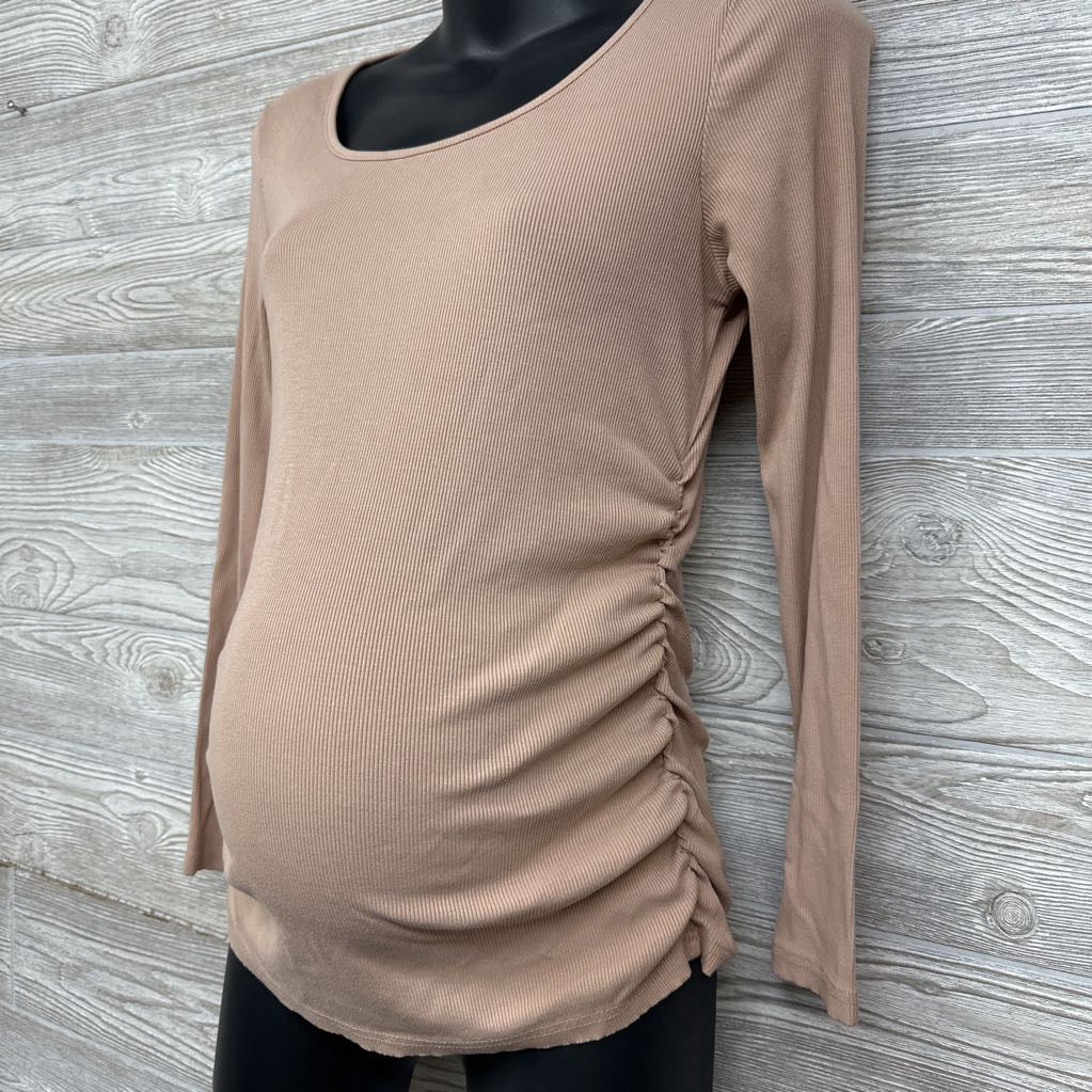 Ruched Ribbed LS Shirt Med