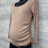 Ruched Ribbed LS Shirt Med