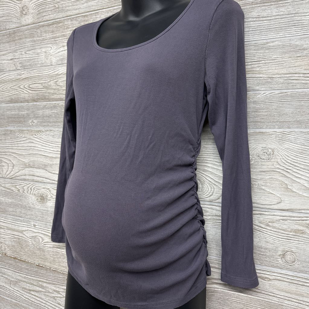 Ruched Ribbed LS Shirt Med