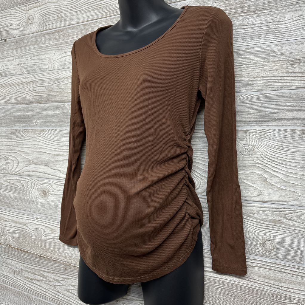 Ruched Ribbed LS Shirt Med