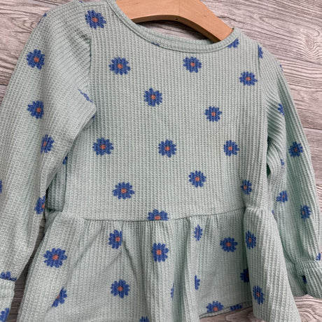 Waffle Knit LS Shirt Flowers 3t