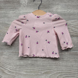 Ribbed Lettuce Trim Shirt Flowers 0-3M