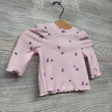 Ribbed Lettuce Trim Shirt Flowers 0-3M