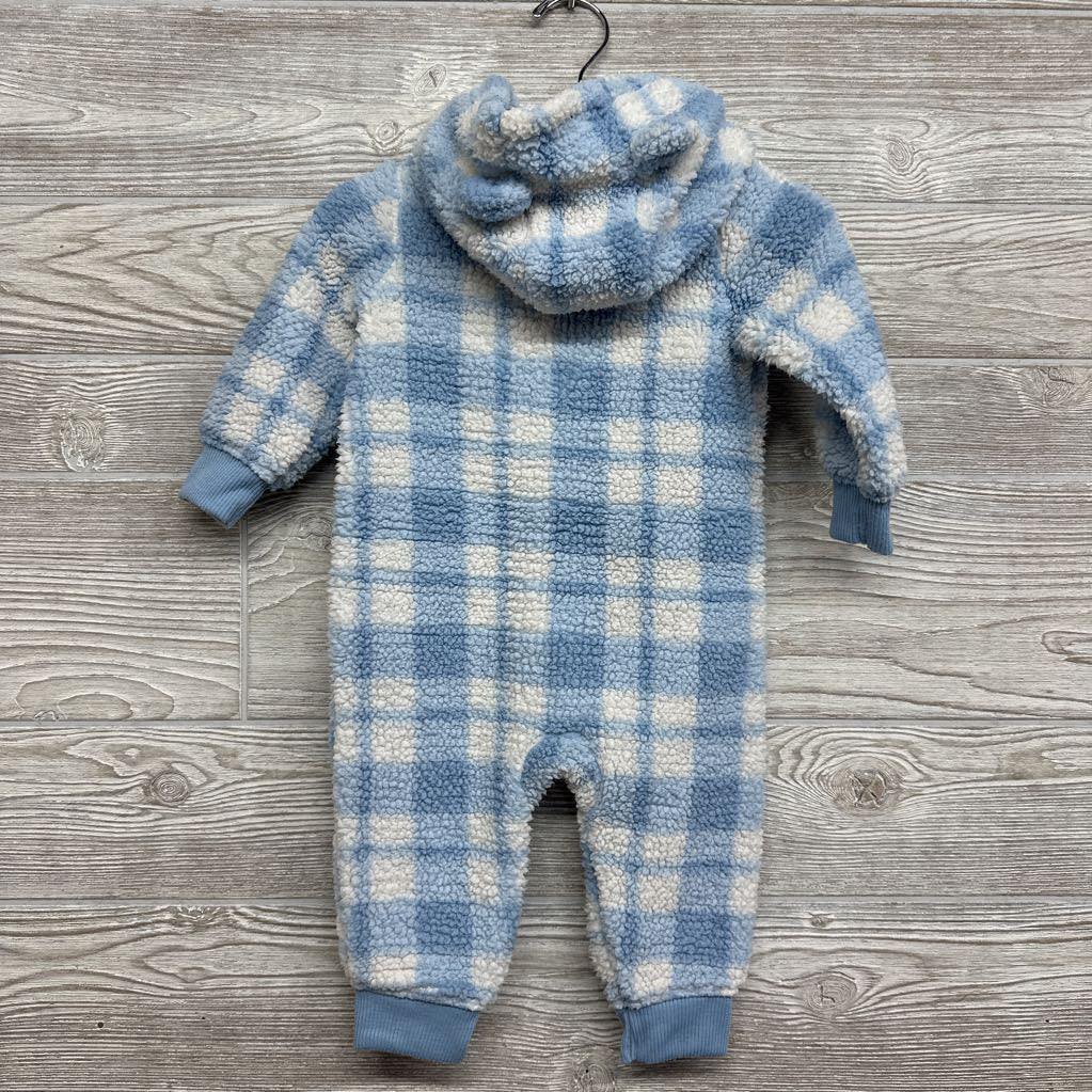 Baby Bear Sherpa Coverall Plaid 9M