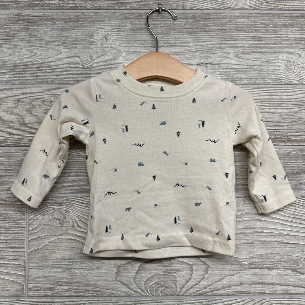 Ribbed Overalls W/ LS Shirt Trees & Bears 3-6M