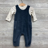 Ribbed Overalls W/ LS Shirt Trees & Bears 3-6M