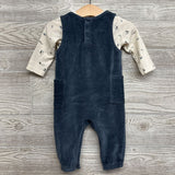 Ribbed Overalls W/ LS Shirt Trees & Bears 3-6M