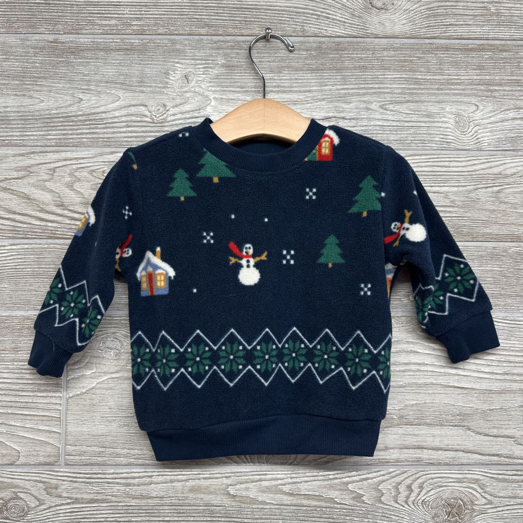 Fleece Crewneck Snowmen & Trees 12-18M