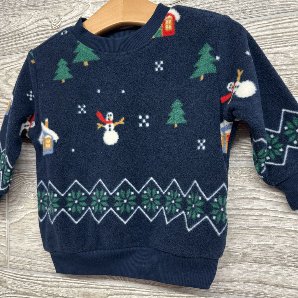 Fleece Crewneck Snowmen & Trees 12-18M