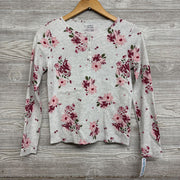 NEW Waffle Knit Henley Shirt Flowers 14