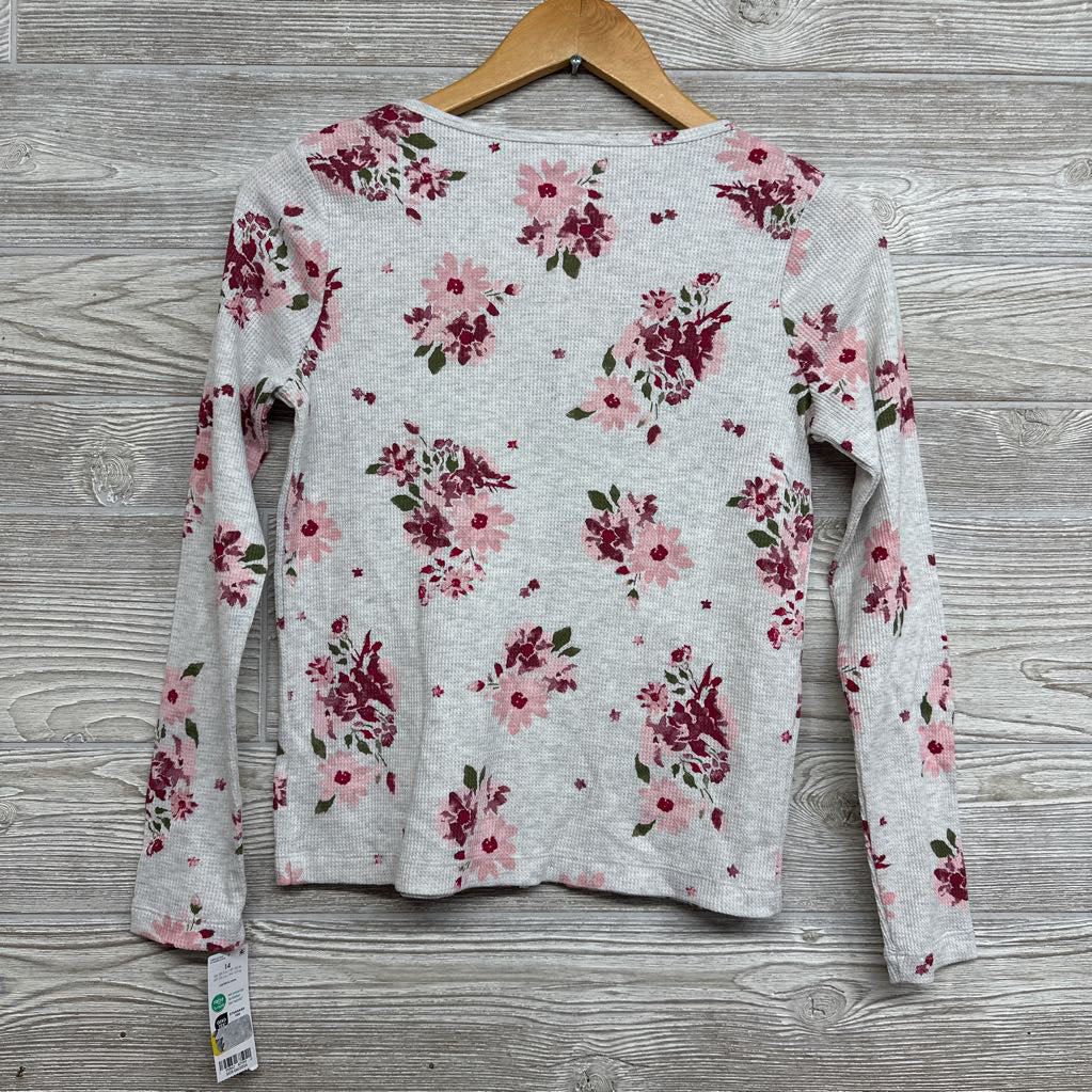 NEW Waffle Knit Henley Shirt Flowers 14