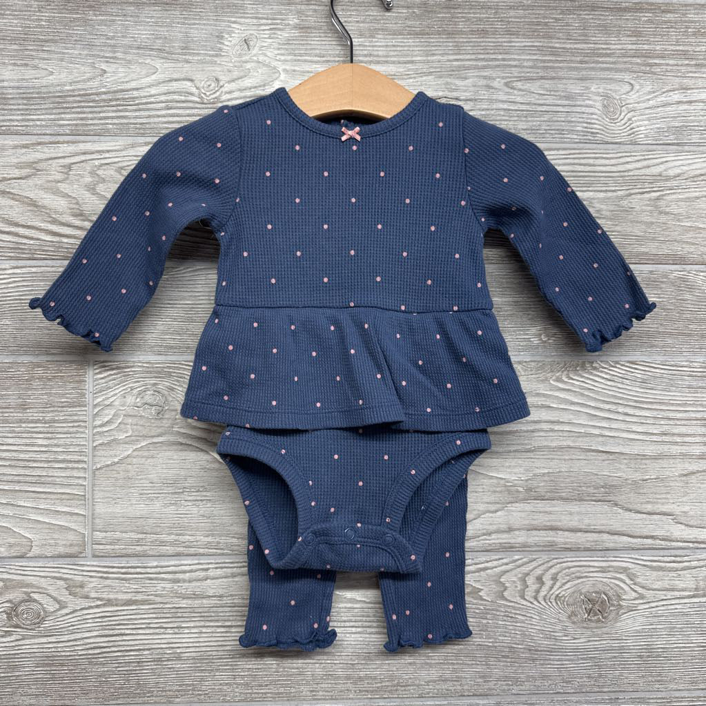 Waffle Knit Tunic Bodysuit & Pants Dots 6M