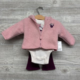 NEW Sherpa Jacket, Bodysuit Minnie Mouse & Ribbed Pants 3M