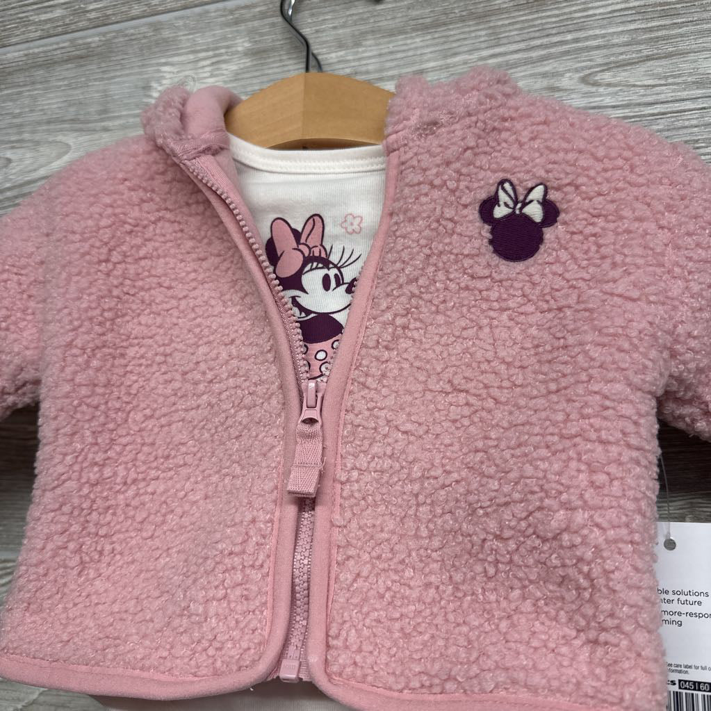 NEW Sherpa Jacket, Bodysuit Minnie Mouse & Ribbed Pants 3M