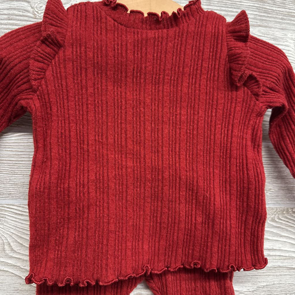 Ribbed Lettuce Trim Shirt & Pants 6-12M