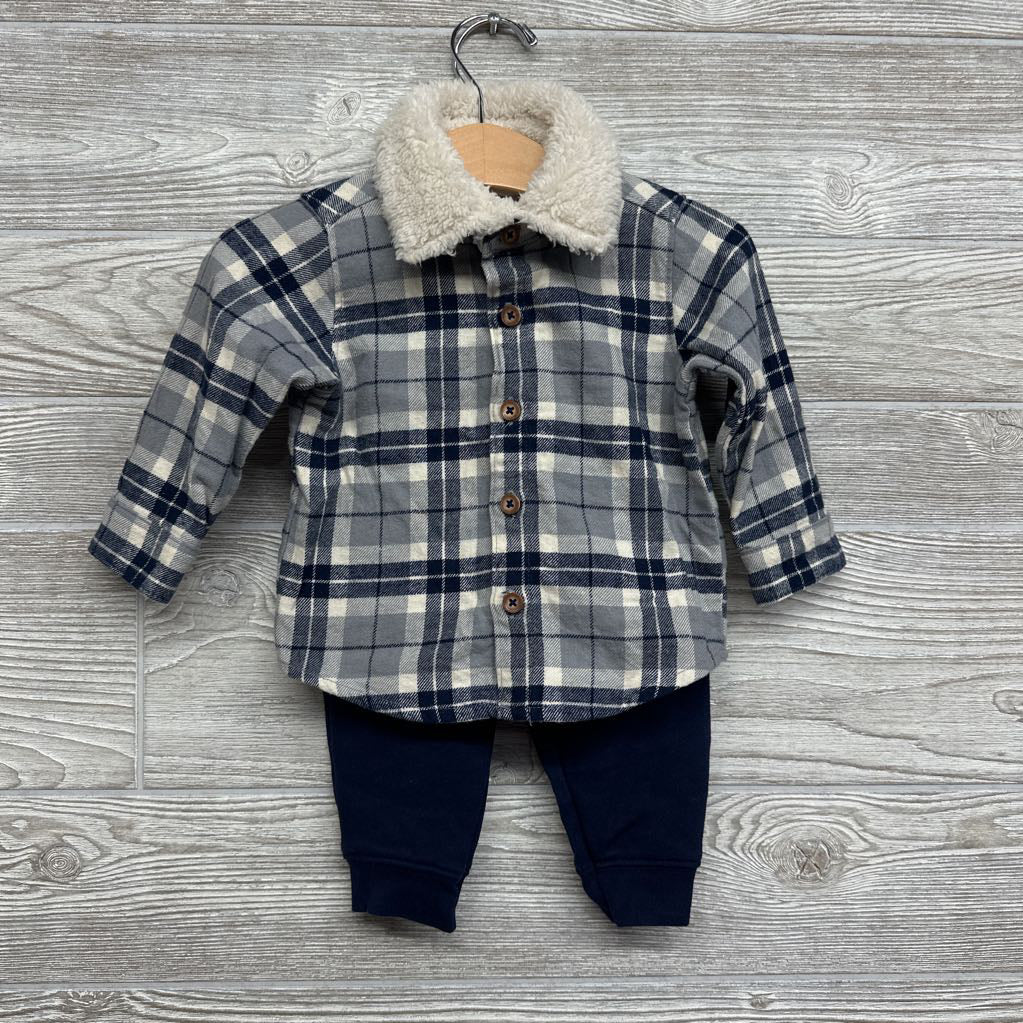 Plaid Button Up Shirt & Sweatpants 9M