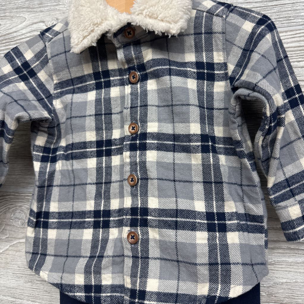 Plaid Button Up Shirt & Sweatpants 9M