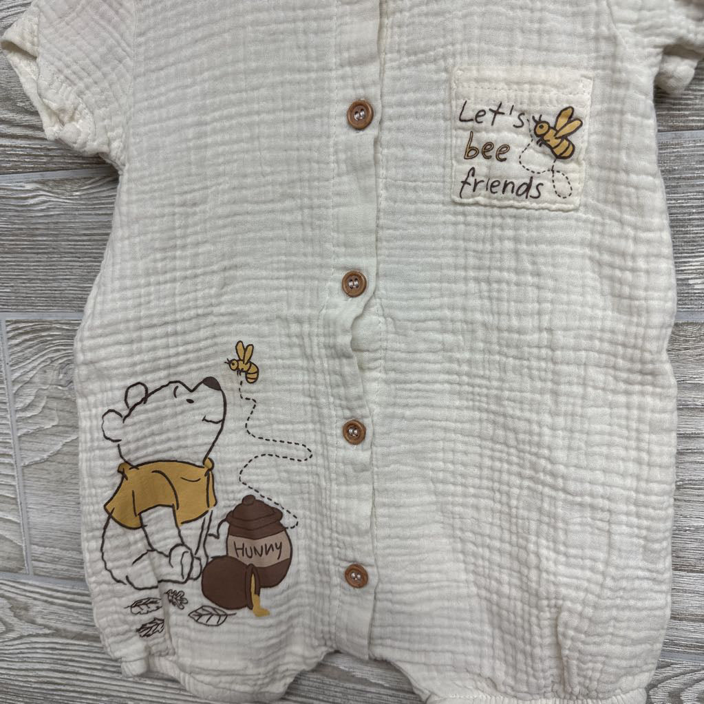 Gauze Winnie The Pooh Shorty Romper Let's Bee Friends 12M
