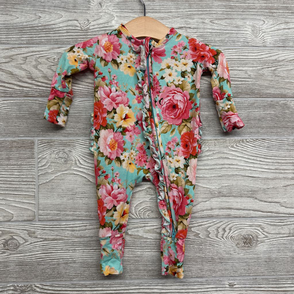 Ruffle Bamboo Footie Flowers NB