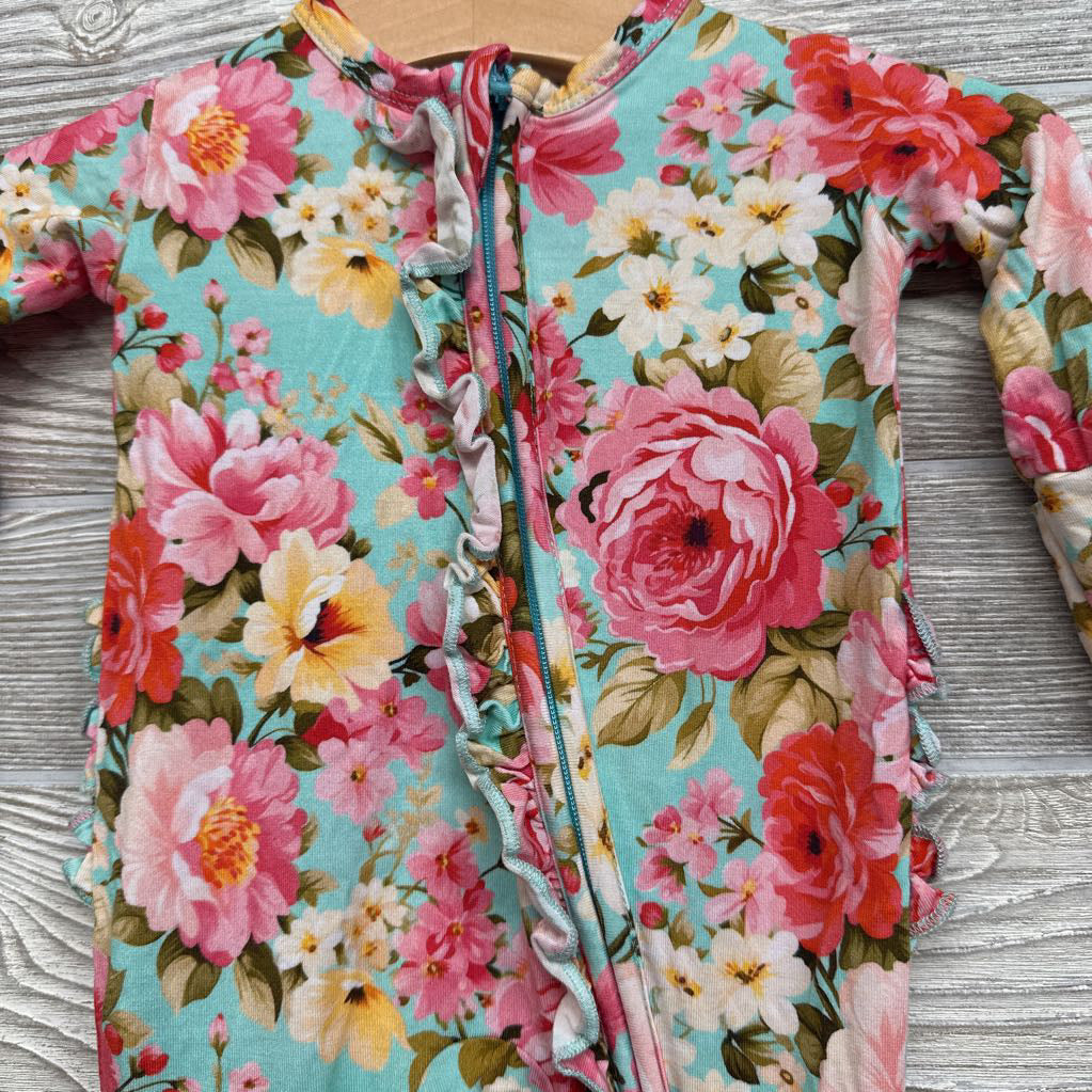 Ruffle Bamboo Footie Flowers NB