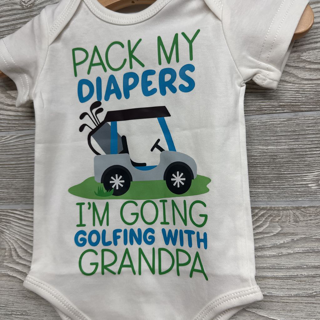 Bodysuit Pack My Diapers I'm Going Golfing With Grandpa 0-3M