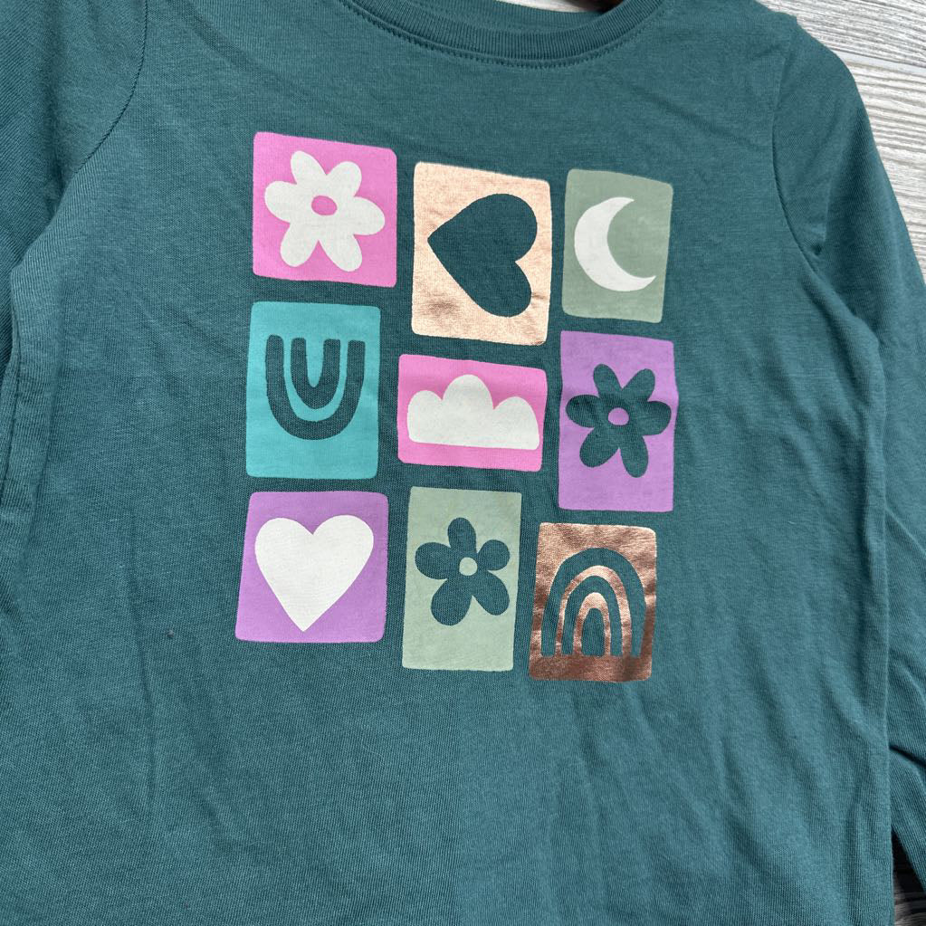 LS Shirt Heart, Flower & Moon 4t