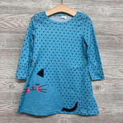 LS Dress Polka Dots & Cat 4t