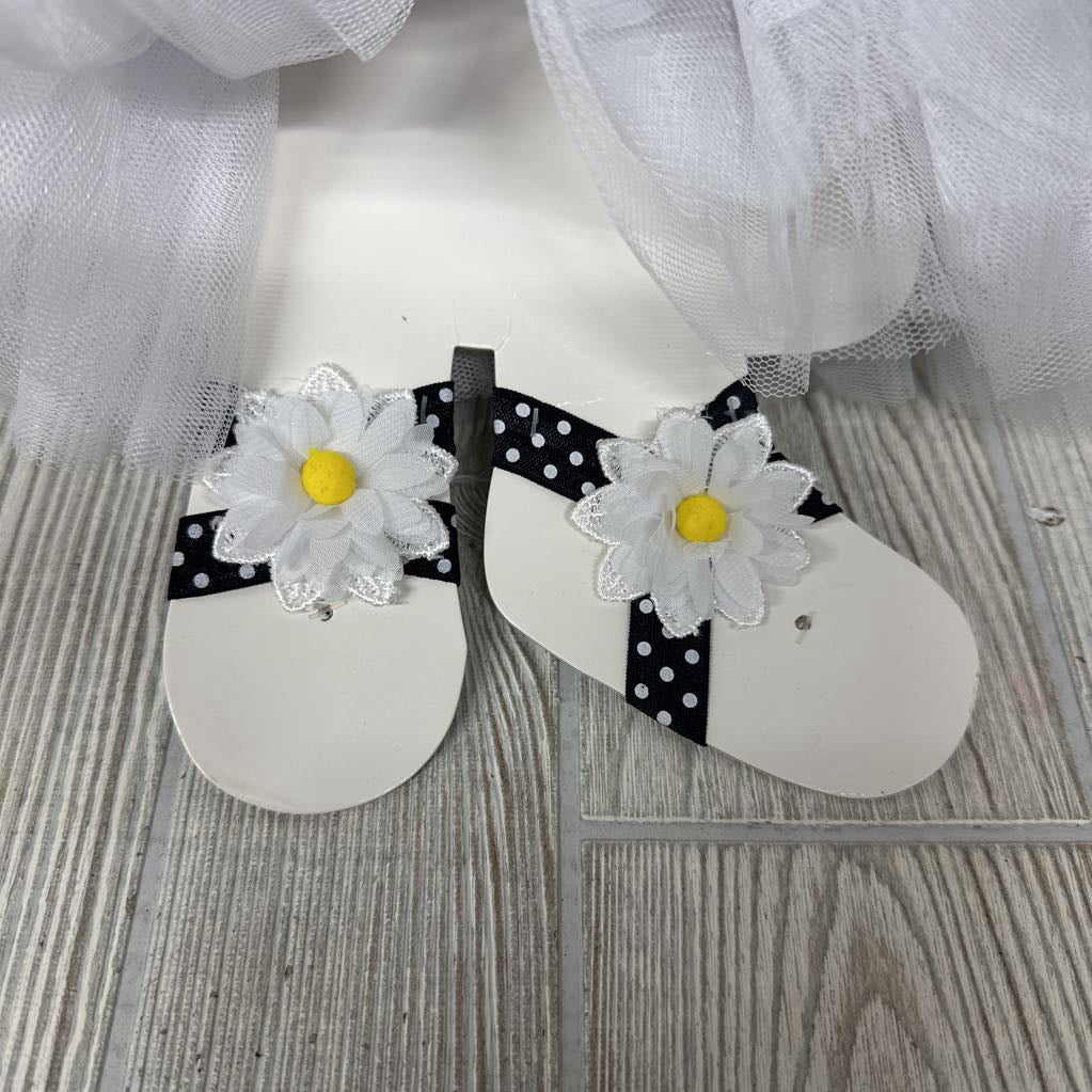 NEW Tutu Skirt, Headband & Strap Sandals Flowers & Stripes 0-12M