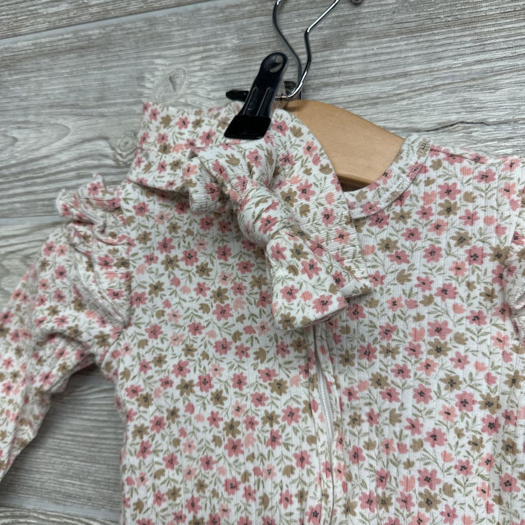 Organic Ribbed Outfit Flowers & Headband 6-9M