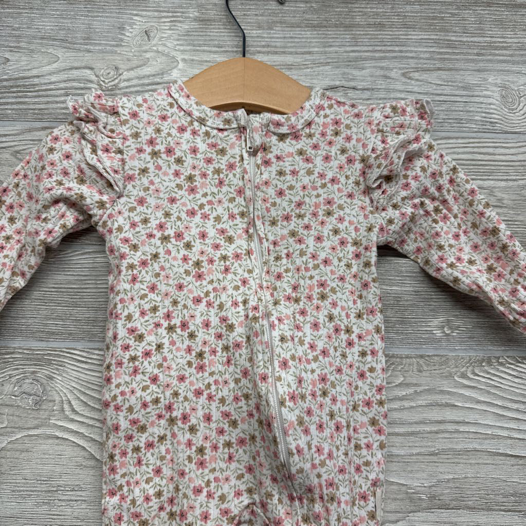 Organic Ribbed Outfit Flowers & Headband 6-9M