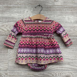 Thermal Bodysuit Dress Nordic Print 3-6M