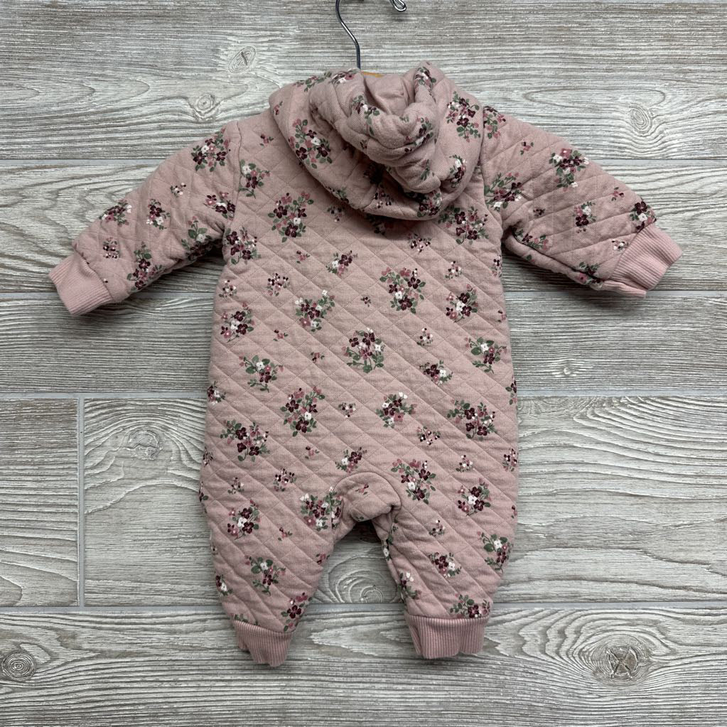 Quilted Jumpsuit W/ Hood Flowers NB