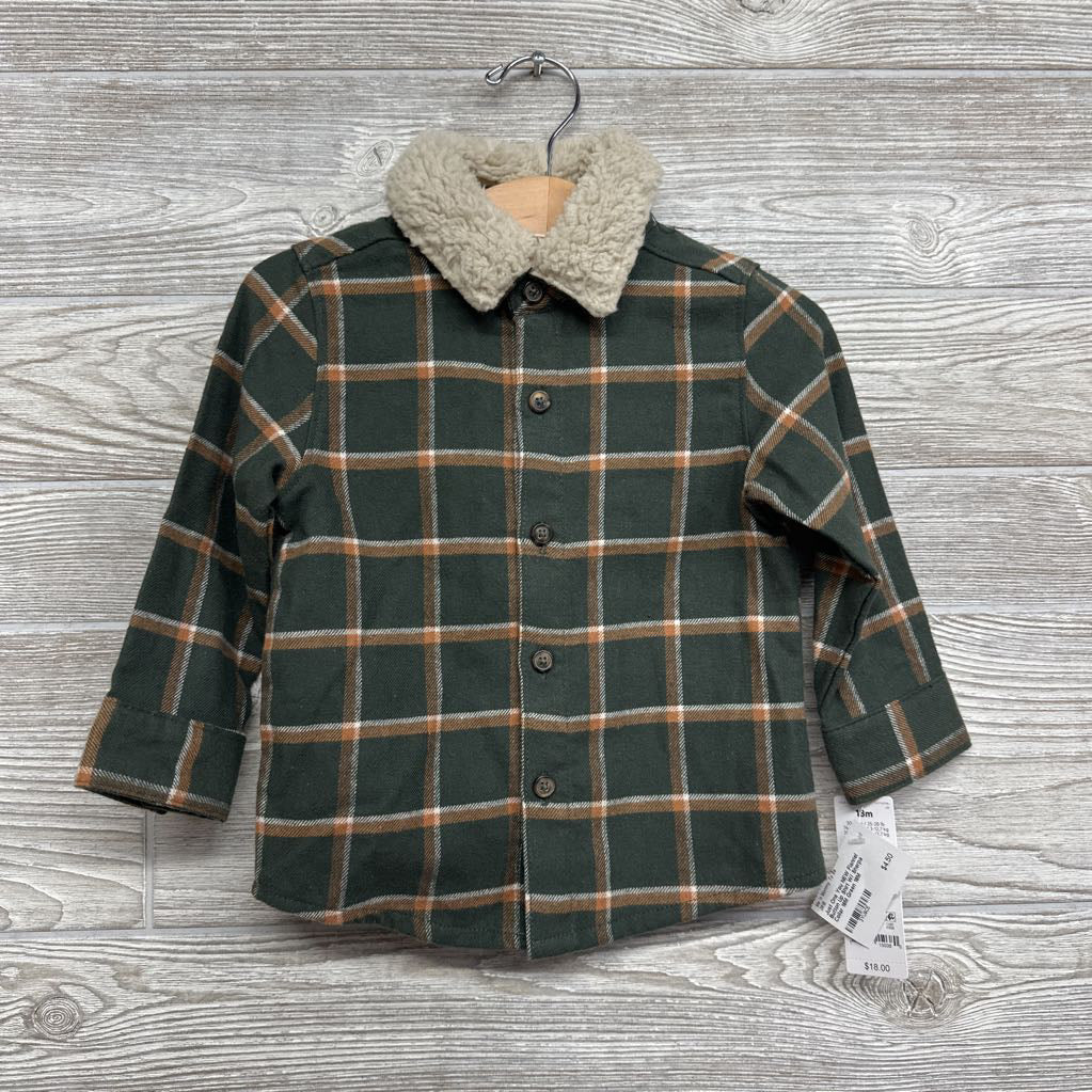 NEW Flannel Button Up Shirt W/ Sherpa Collar 18M