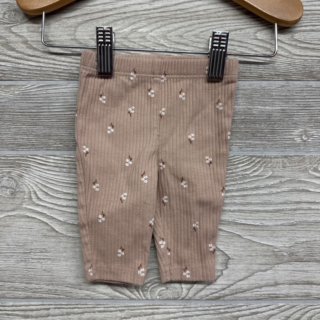 Ribbed LS Bodysuit & Pants Flowers NB