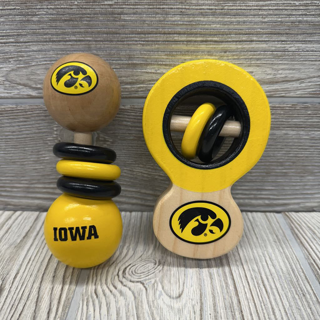 Wooden Rattle Set Iowa Hawkeyes