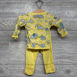 Bamboo Side Snap Shirt & Pants Elephants NB