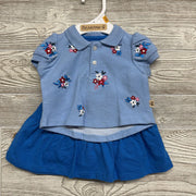 NEW Polo Shirt Embroidered Flowers & Skirt 6-9M