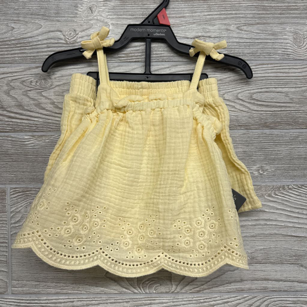 NEW Gauze Tank W/ Eyelet Flowers & Shorts 2t