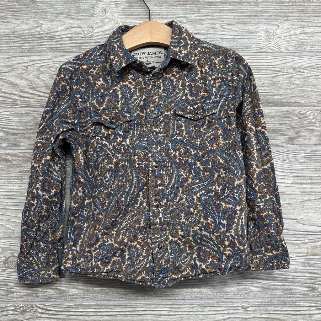 Paisley Button Up Western Pearl Snap Shirt 3t