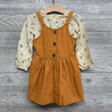 Corduroy Jumper W/ LS Shirt Flowers 3t