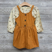 Corduroy Jumper W/ LS Shirt Flowers 3t